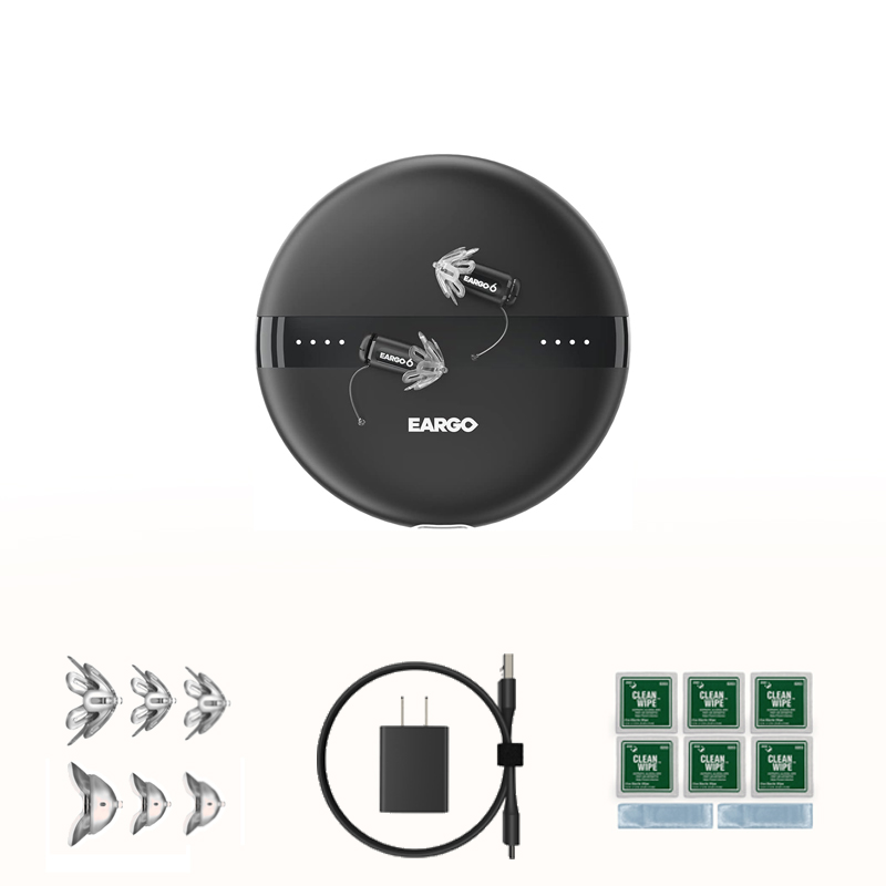 [Freizeit/Sport] Siemens EARGO 6 linkes Ohr + rechtes Ohr [20-55 dB], Nutzungsdauer: 16 Stunden (Ersatz-Ohrhörer*3, Reinigungsset, Ladegerät)